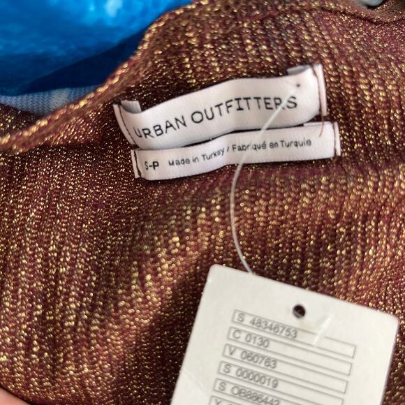 NEW Urban Outfitters Brown Glitter Bodycon Long Sleeve Dress Size Small - Picture 3 of 6